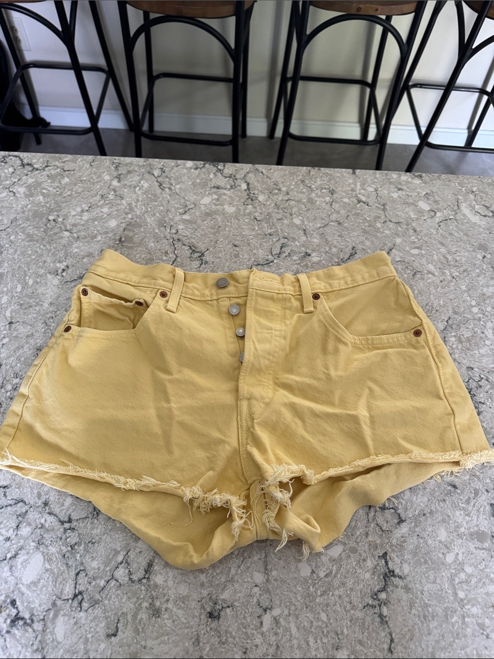 Levi Women's High-Rise Yellow Denim Cutoff Shorts